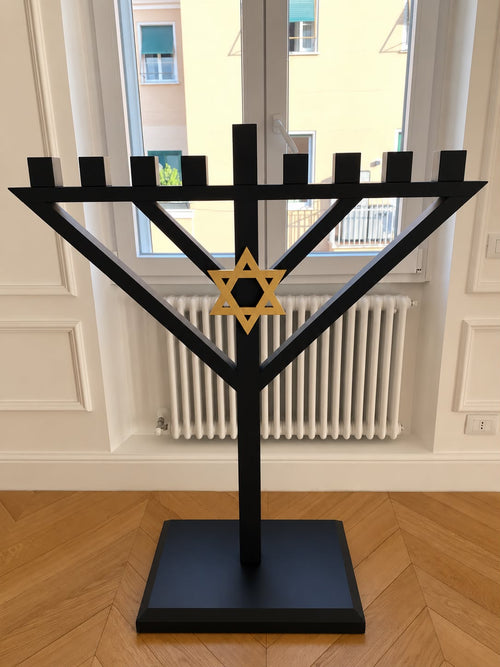 Handmade Wood Hanukkiah, 130 cm — Crafted by a Jewish Family Workshop in Rome-Made in Italy 🇮🇹🕎🎁